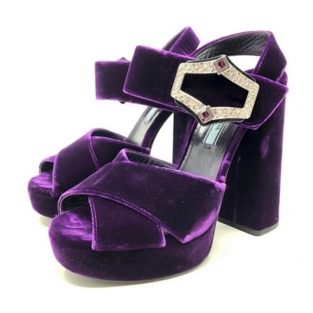 Prada Velvet Platform Sandals